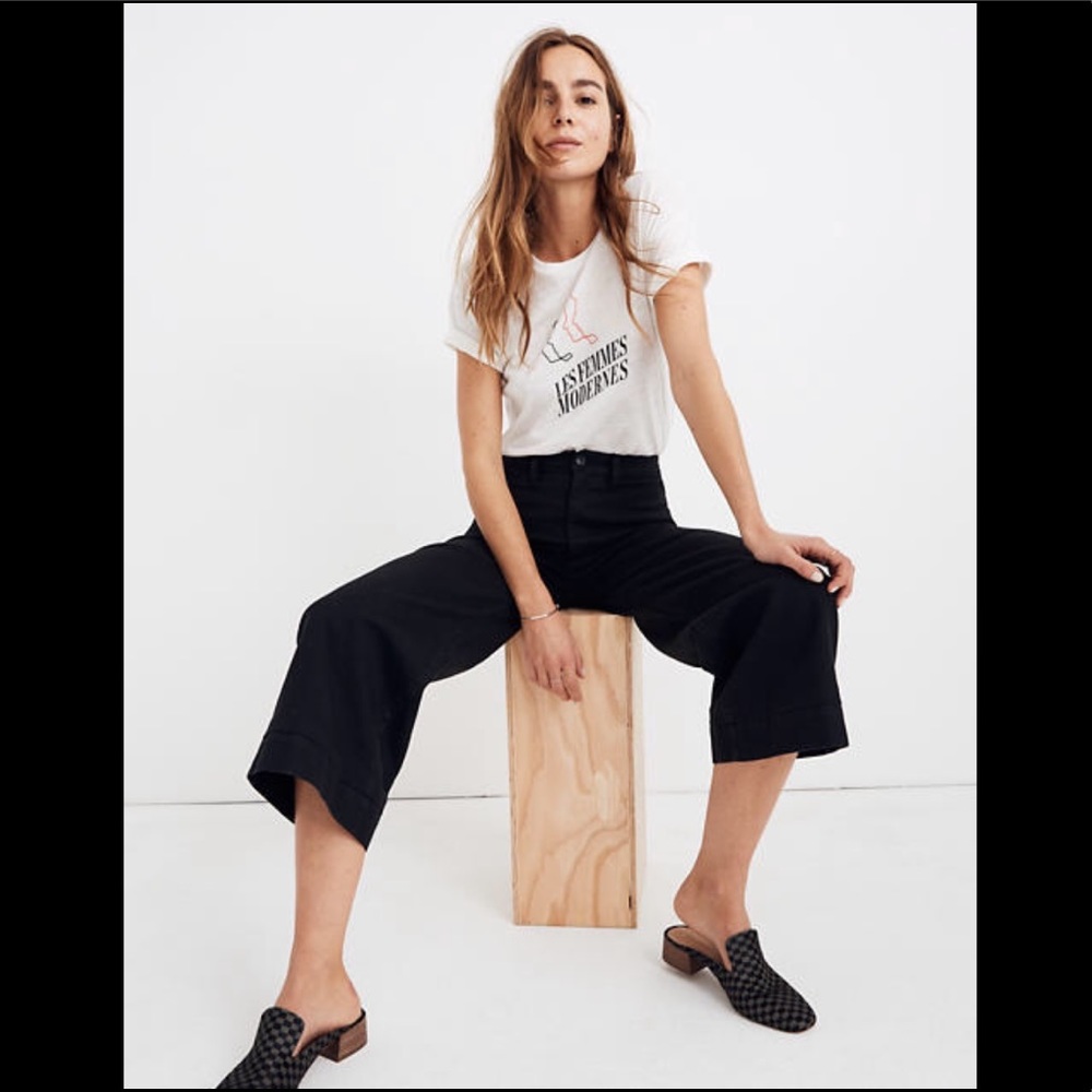 Madewell Petite Emmett Wide-Leg Pants, Black P24